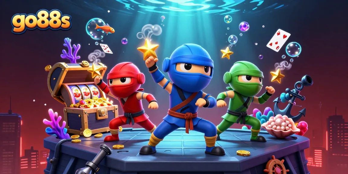 Experience thrilling gameplay at go88s with vibrant 3D ninja chameleons amid explosive treasures.