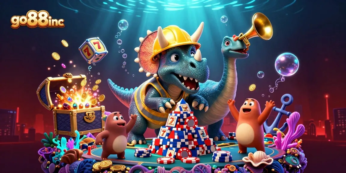 Engage in thrilling casino gameplay with go88inc amidst vibrant 3D animated characters and exciting game elements.