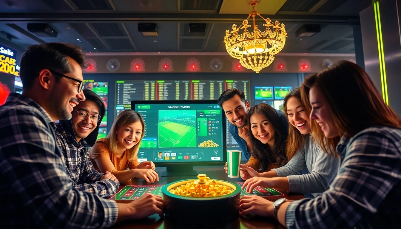 Engaging betting scene at vin777.gb.net with diverse players enjoying online games and sports betting.