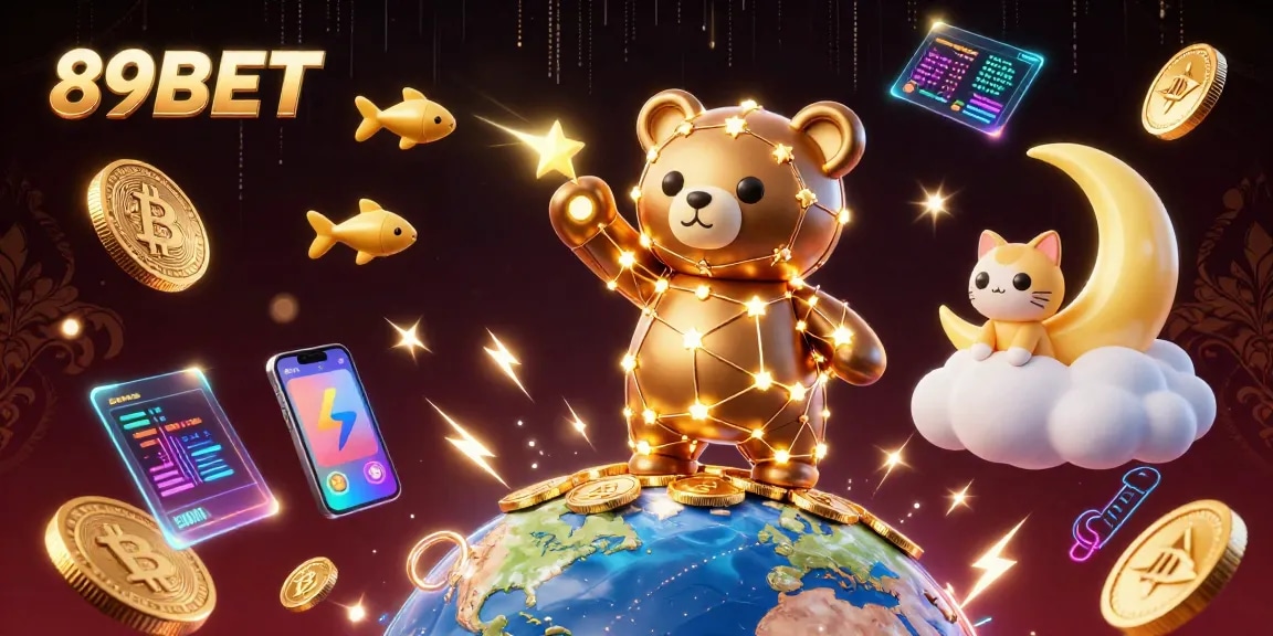 Engage with the vibrant 89BET casino experience featuring golden constellations and crypto excitement!