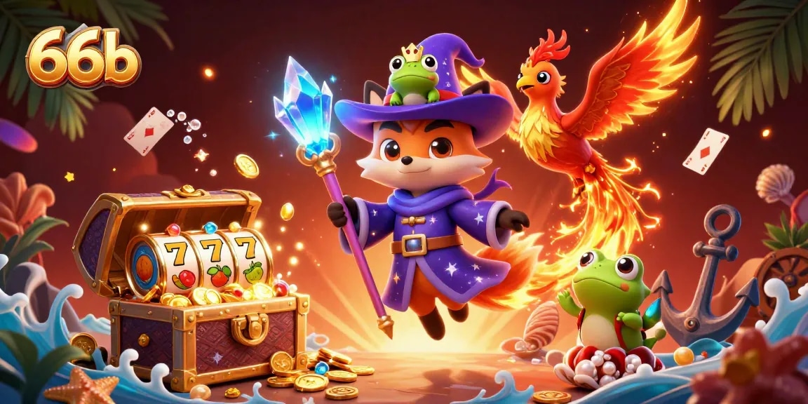 Experience dynamic 66b slots action with mystical characters amid vibrant gold and jewels.
