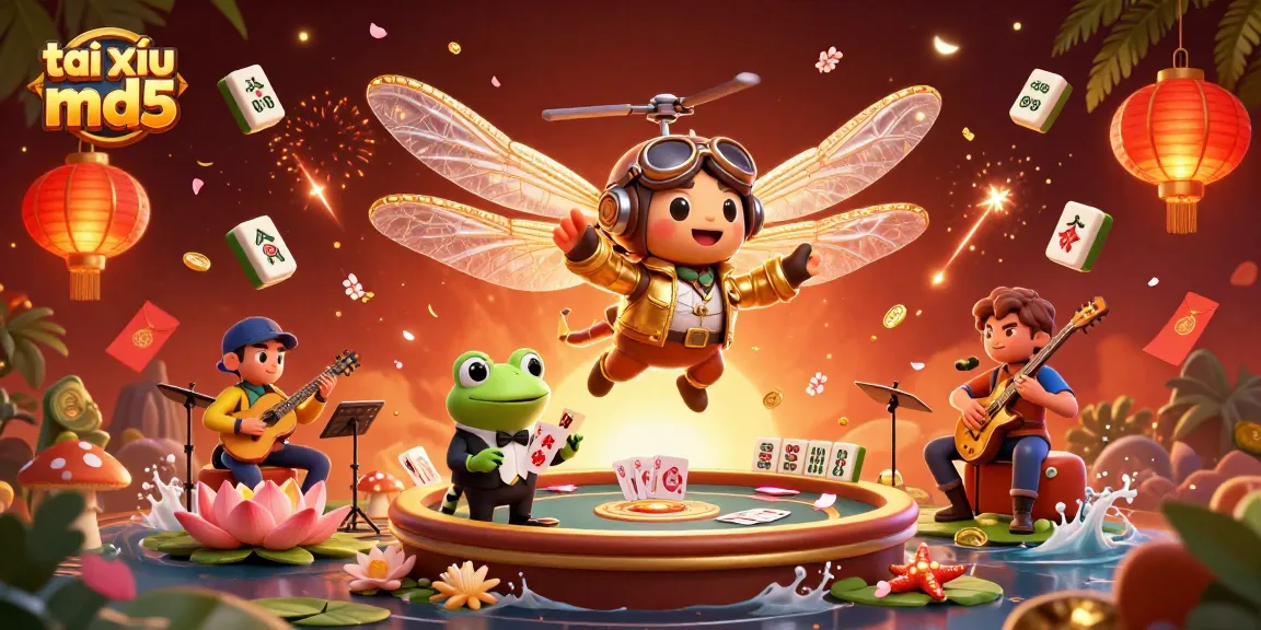 Experience the thrill of tài xỉu md5 with unique jazz-themed casino elements in a dynamic 3D illustration.