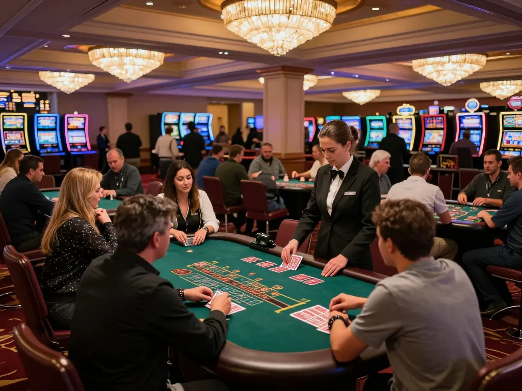 Players engaging in a thrilling blackjack game at Go8 casino, showcasing intense focus and strategic betting