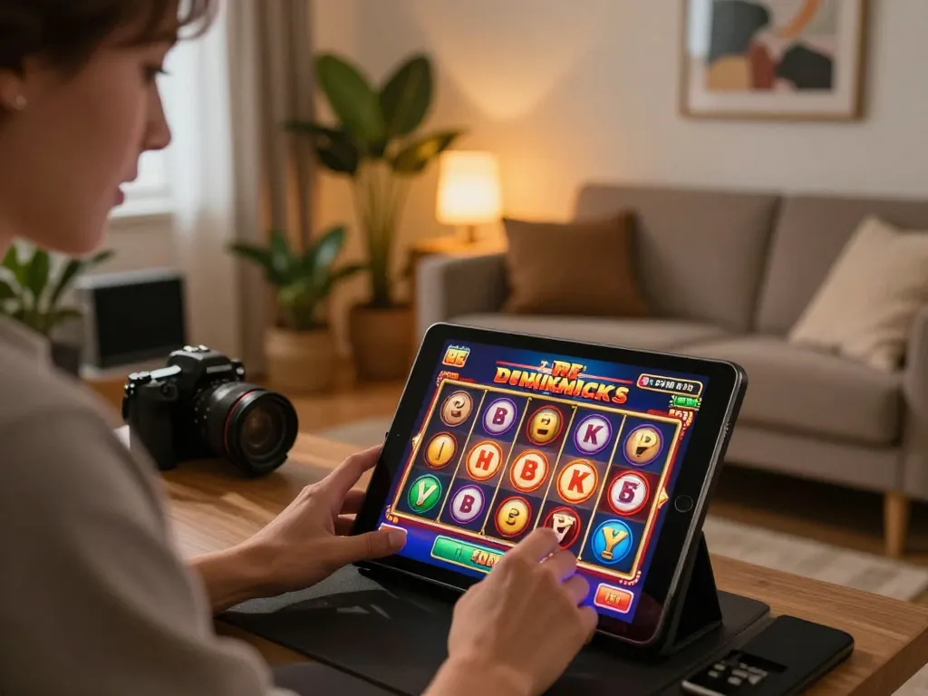 Player winning on tablet at 78wintl online casino in cozy home setting, showcasing strategic gaming.