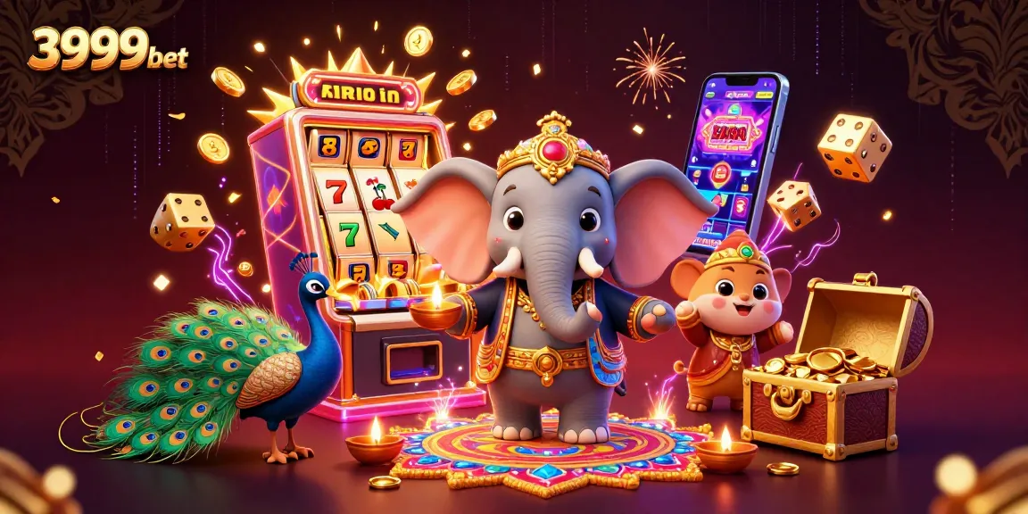 Experience thrilling casino excitement with 3999bet's vibrant 3D illustration of a festive gaming scene.