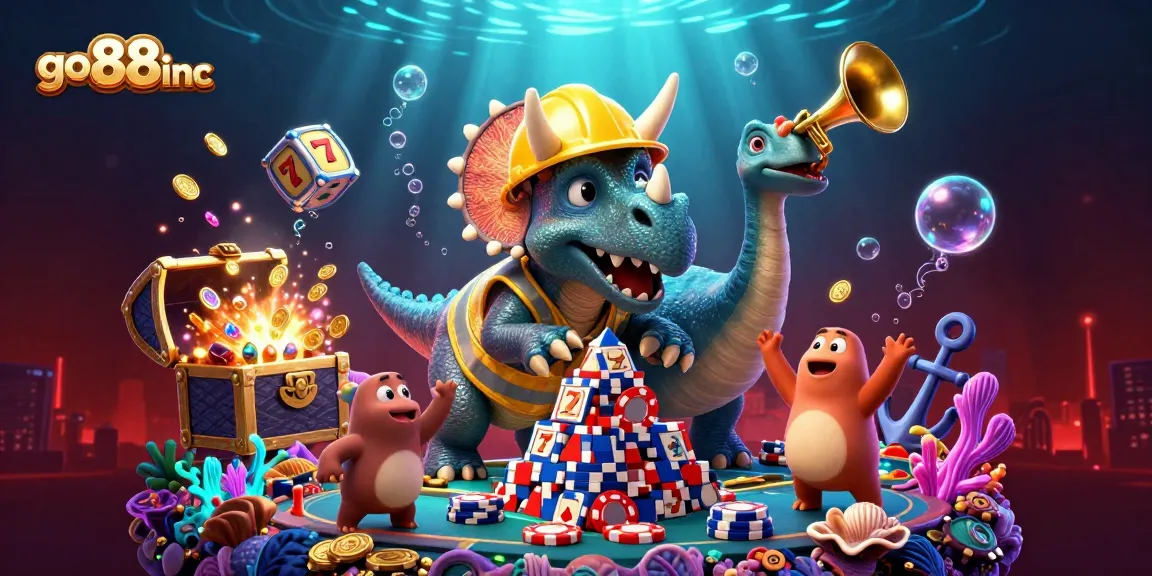 Engage in thrilling casino gameplay with go88inc amidst vibrant 3D animated characters and exciting game elements.