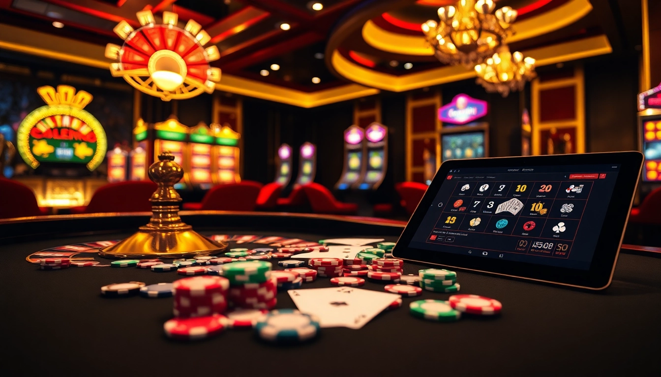 Experience high-stakes excitement with QQ88pro Vip in a vibrant casino setting featuring roulette and slot machines.