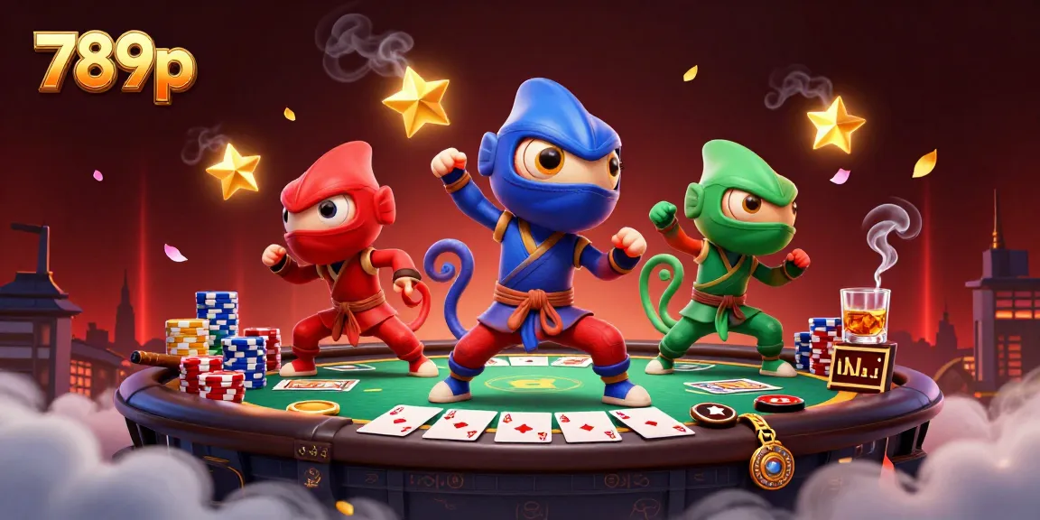 Engage in thrilling gameplay with 789p, featuring ninja chameleons at an exciting poker scene.