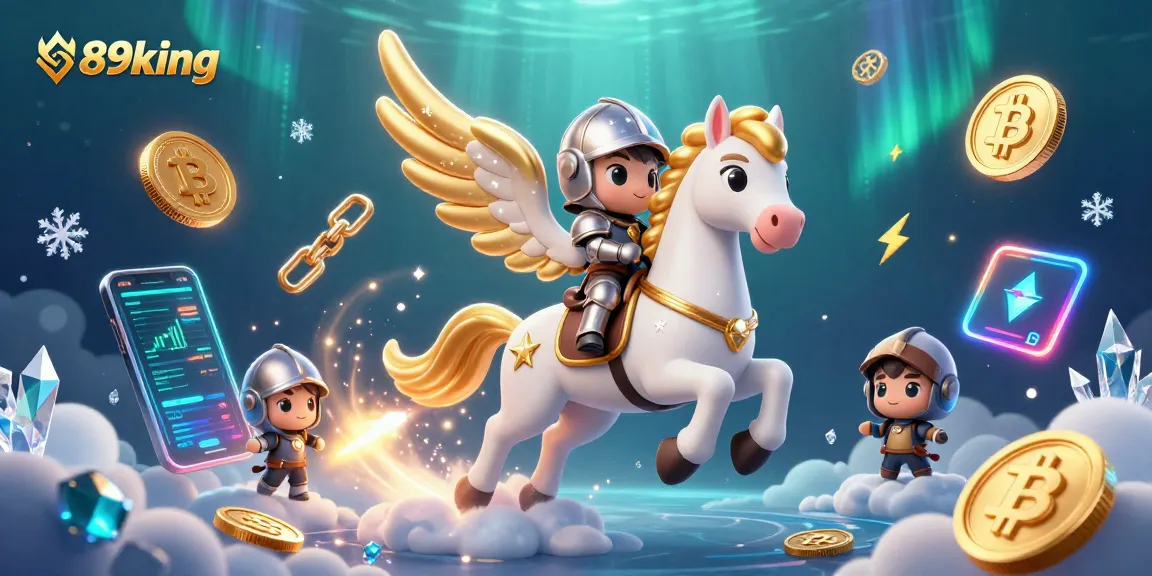 Experience thrilling games at 89king with dynamic 3D visuals of celestial knights and cryptocurrency.