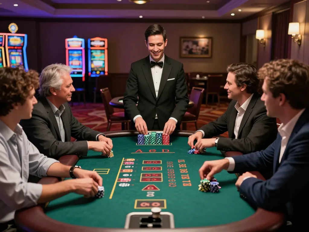 Experience strategic gameplay at 78winvina's blackjack table surrounded by enthusiastic players.