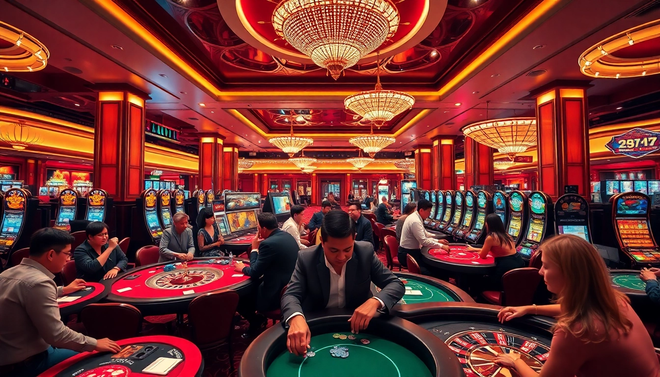 Exciting gaming atmosphere at https://gg88.video/ with diverse players at a luxury casino table.
