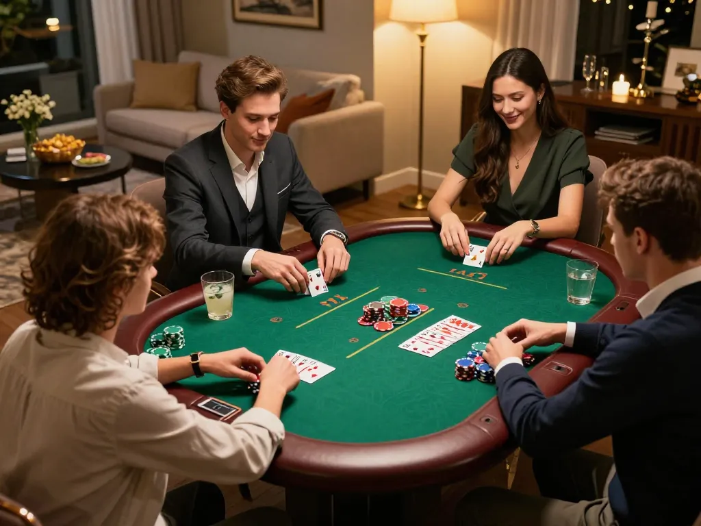 B52 Club poker night with friends enjoying strategic gameplay and vibrant atmosphere.