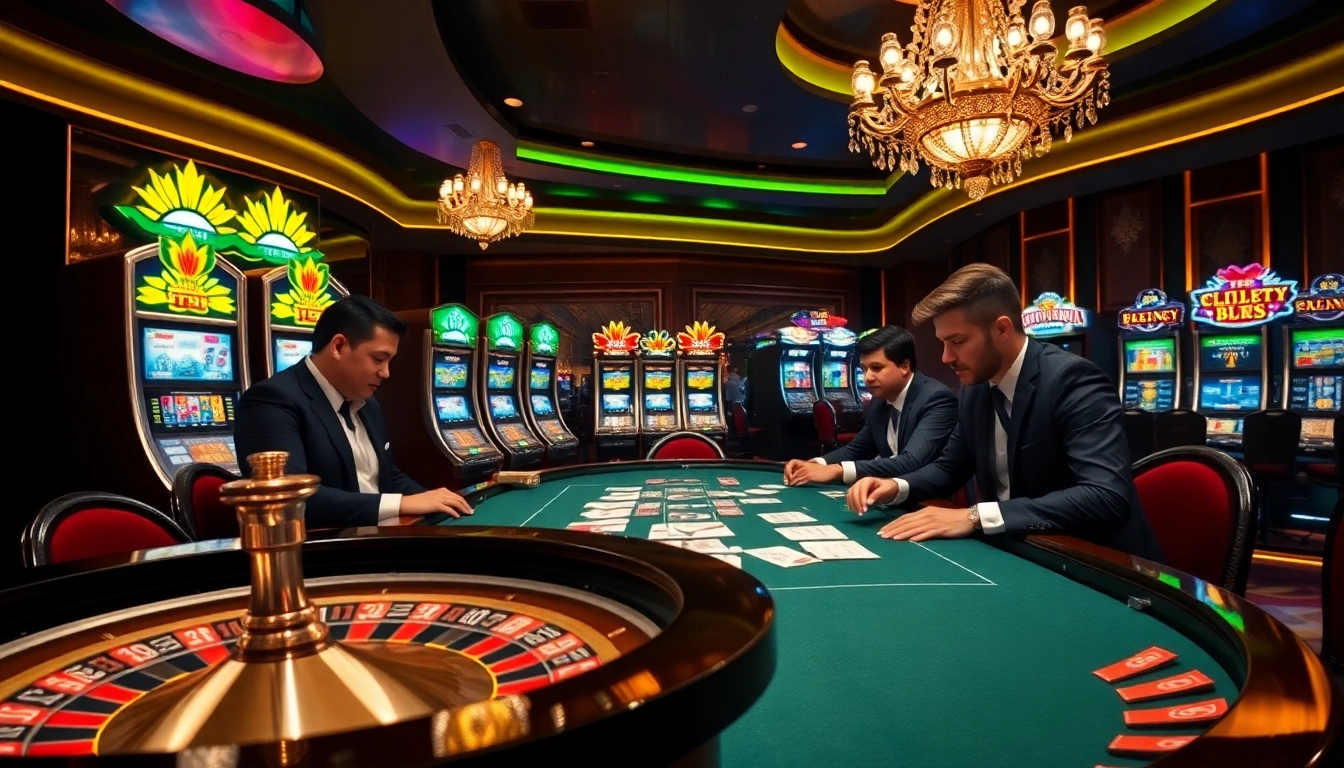 Engage in thrilling gaming experiences at https://mm88.bar/ with vibrant casino tables and excited players.