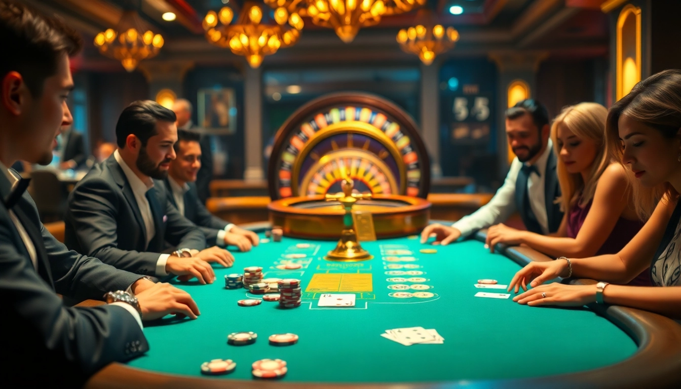 Experience the thrill of high-stakes betting at loto188.gb.net with colorful poker chips and a roulette wheel.