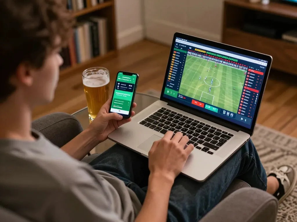 Engaging in live sports betting with seamless app navigation on va88 while enjoying an exciting home environment