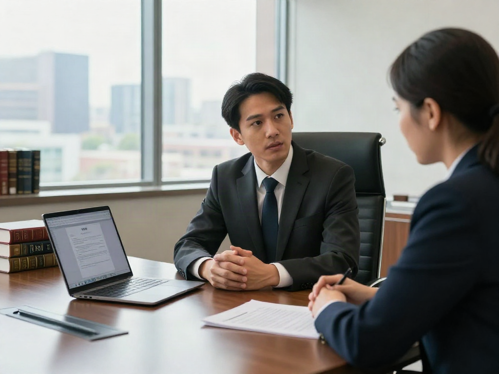 DUI lawyers in Cobb County GA consulting with a client in a modern office.