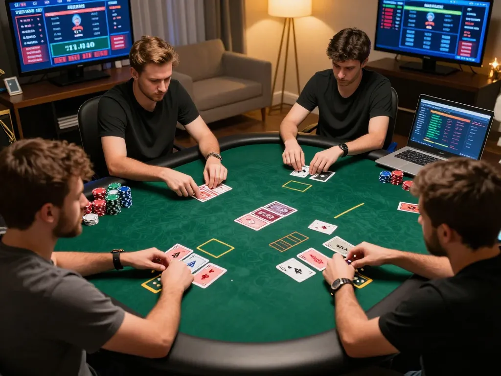 Players strategizing during an online poker game session at 88clbgo, showcasing an immersive digital atmosphere.