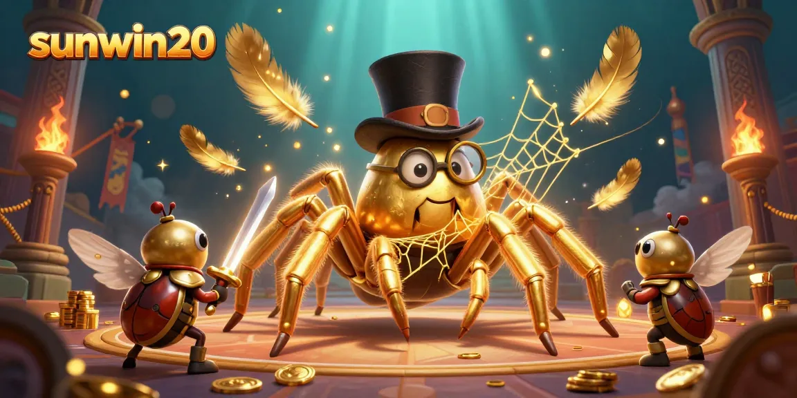 Experience exciting gameplay with sunwin20 as the golden tarantula weaves a web of fortune in this vibrant casino scene.