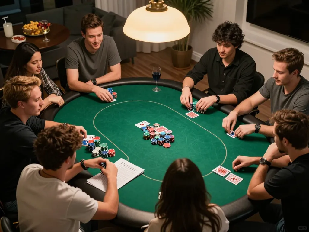 TG88 lừa đảo rumors debunked during an engaging poker night with friends, showing lively interactions and focused gameplay.