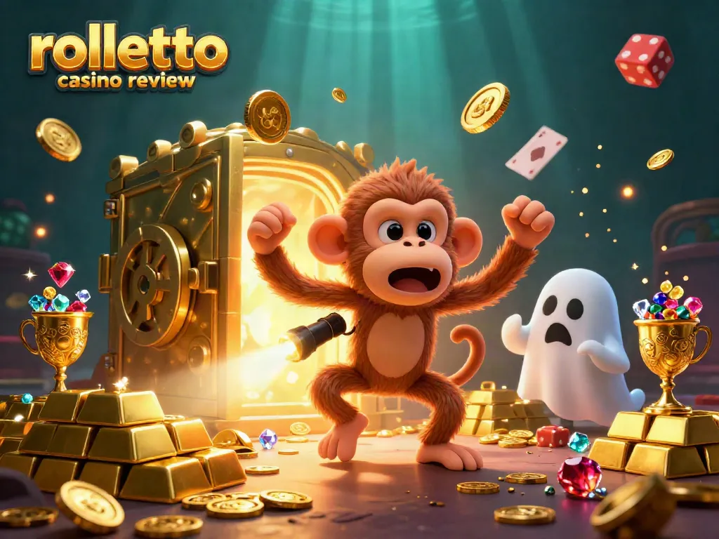 Experience the vibrant rolletto casino review scene with playful characters and golden treasures.