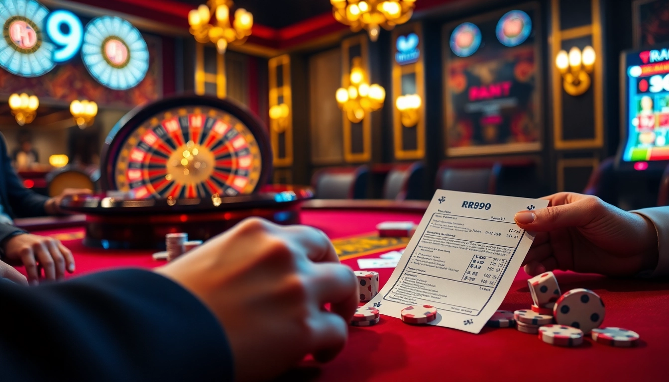 Experience the excitement of the RR99 casino scene with high-stakes betting and vibrant gaming elements.