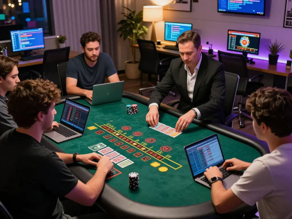 Players engaging with the live dealer at a zowin online casino table, showcasing strategic gameplay.