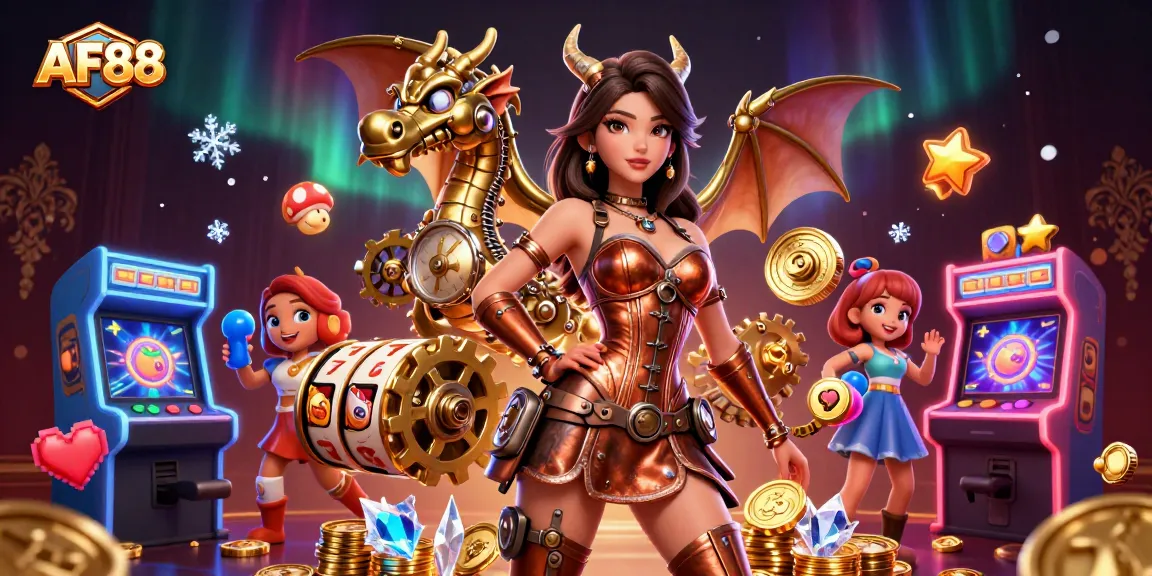 Experience exciting gameplay with AF88's vibrant casino scene featuring stunning characters.