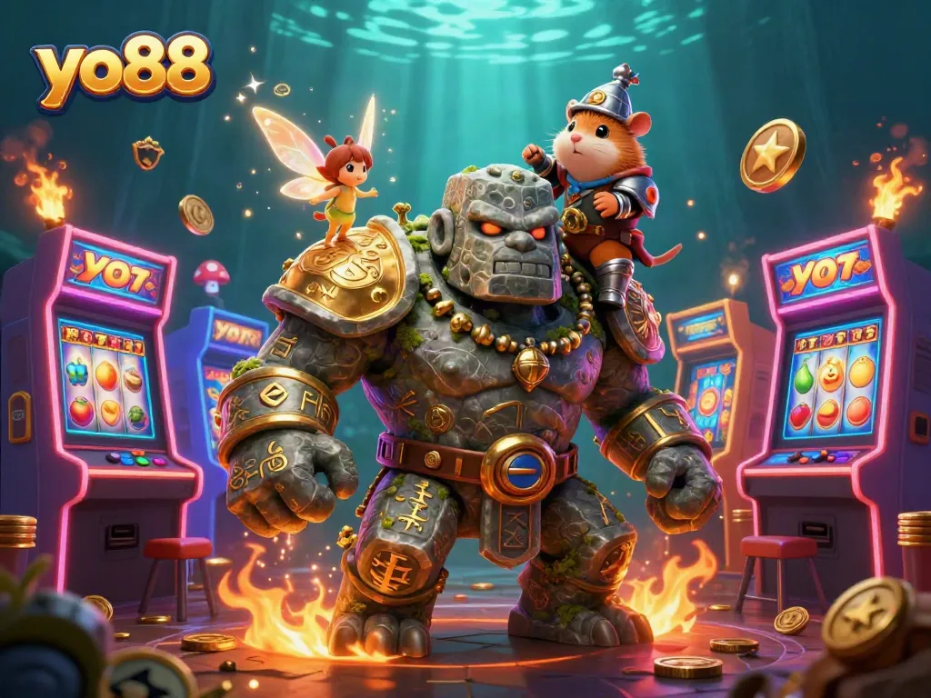 Engage with yo88's thrilling slot experience featuring golems, fairies, and vibrant game elements.