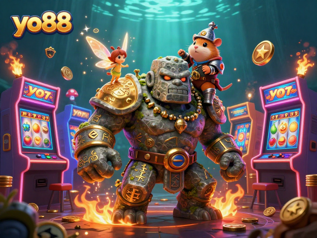 Engage with yo88's thrilling slot experience featuring golems, fairies, and vibrant game elements.