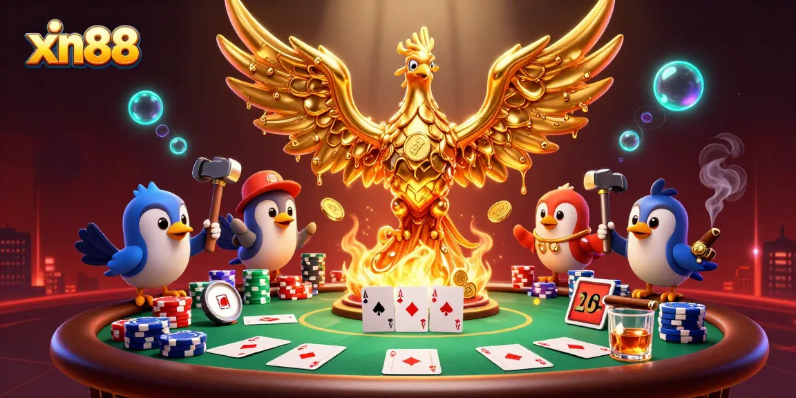 Xn88 players winning big at an ultra-detailed casino scene filled with gold, poker chips, and vibrant visuals.