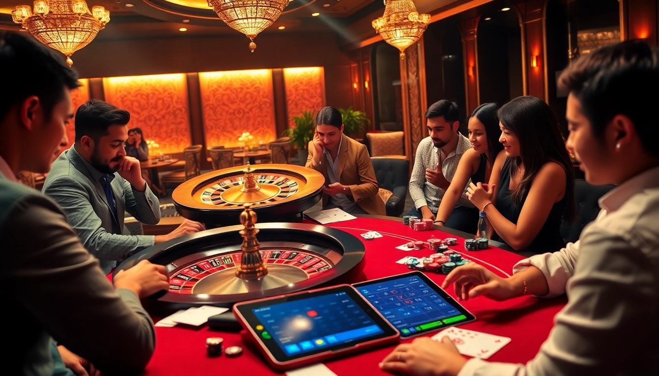 Exciting casino experience at https://urr88.com/ with luxury tables and vibrant roulette wheel.