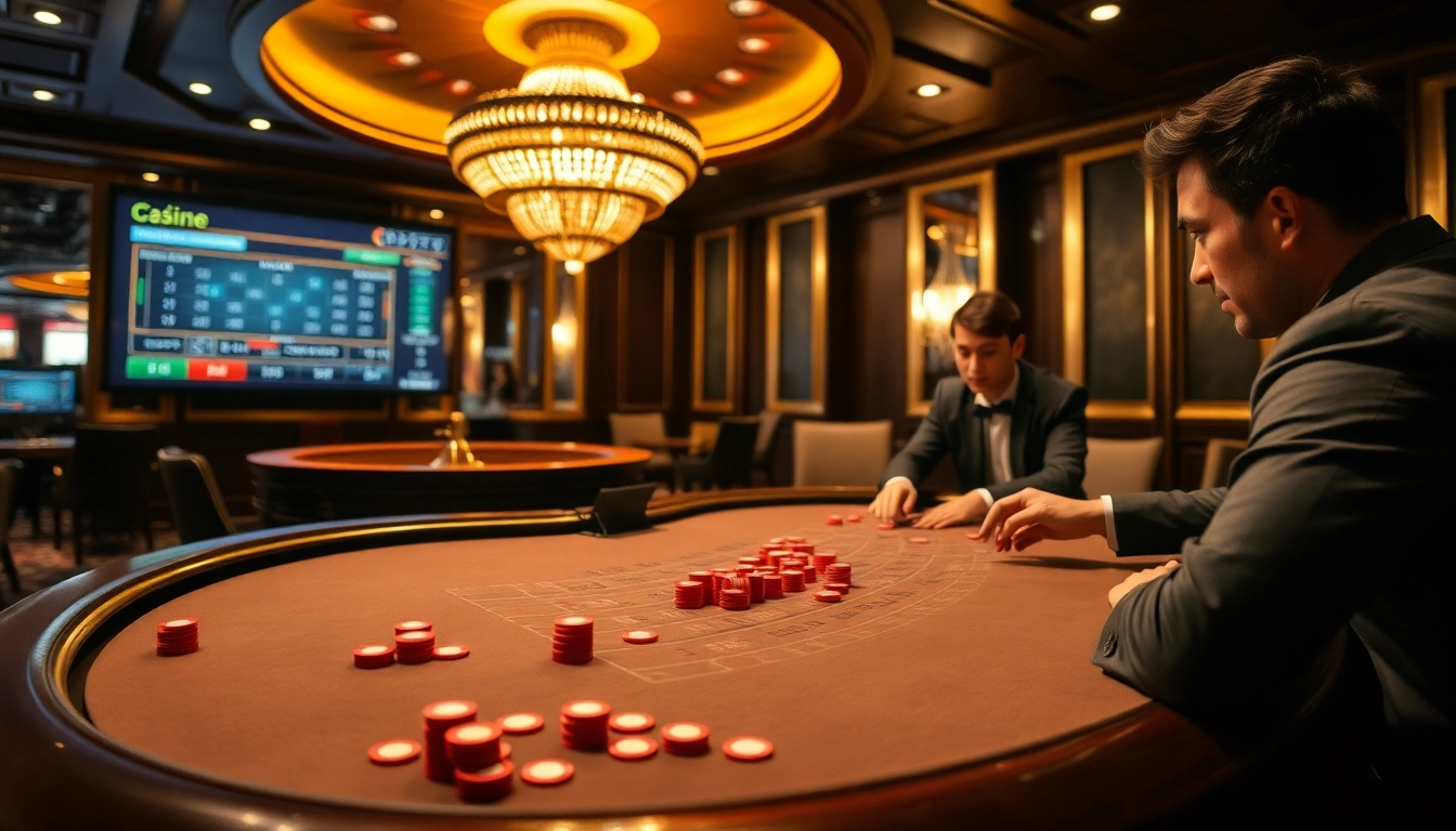 Betting at a table showcasing kèo nhà cái 5, where professional gamblers strategize for success.
