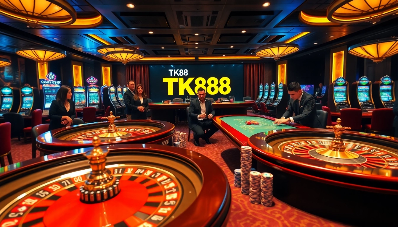 Experience the excitement of nhà cái tk88 in a vibrant casino setting with engaging gameplay features.