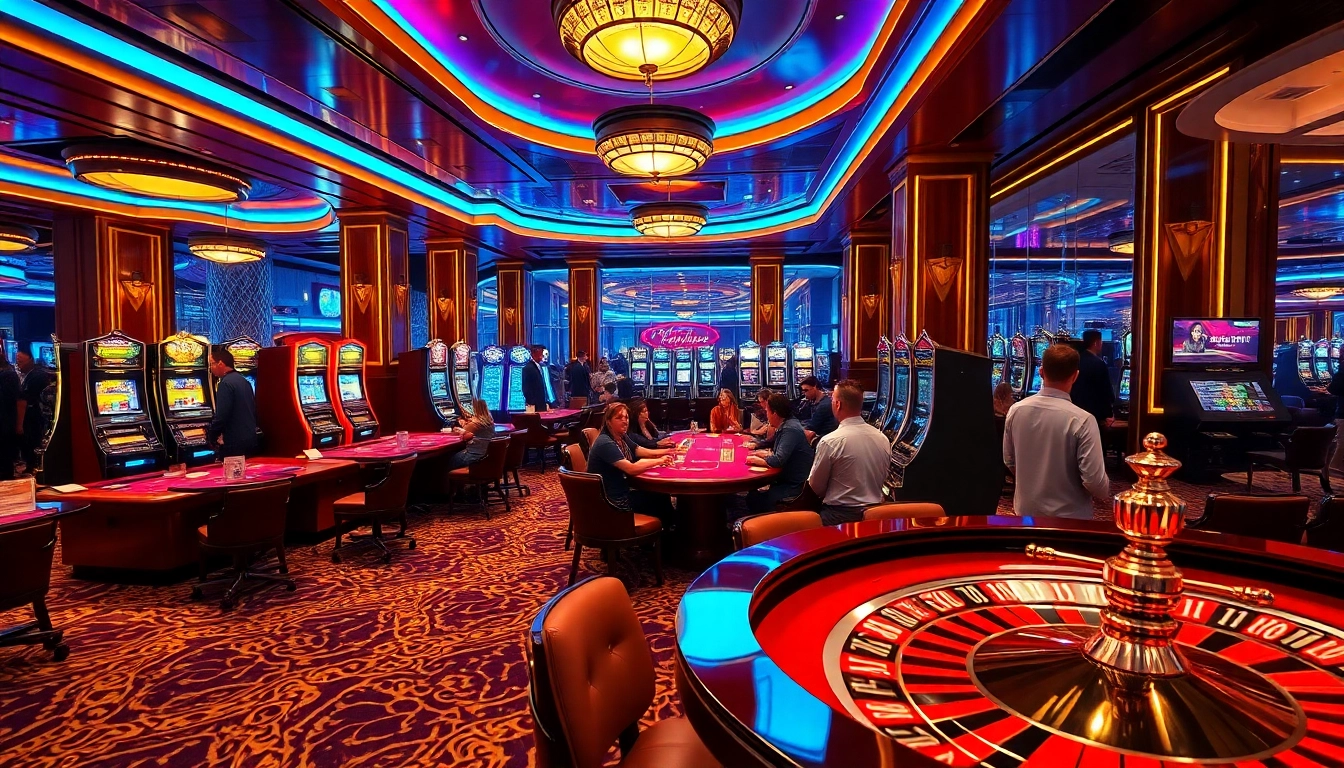 Experience newphim in an exciting casino environment with vibrant gaming tables and players.