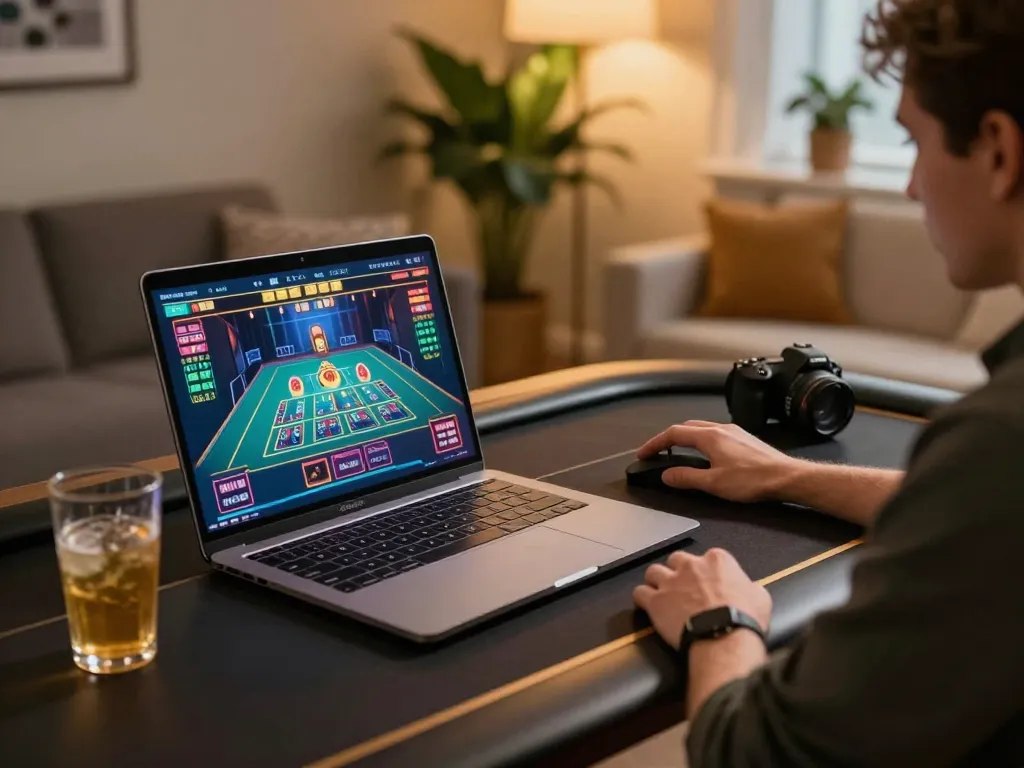 Kuwin-vn player engaging with a live dealer game, showcasing responsible online gambling atmosphere.