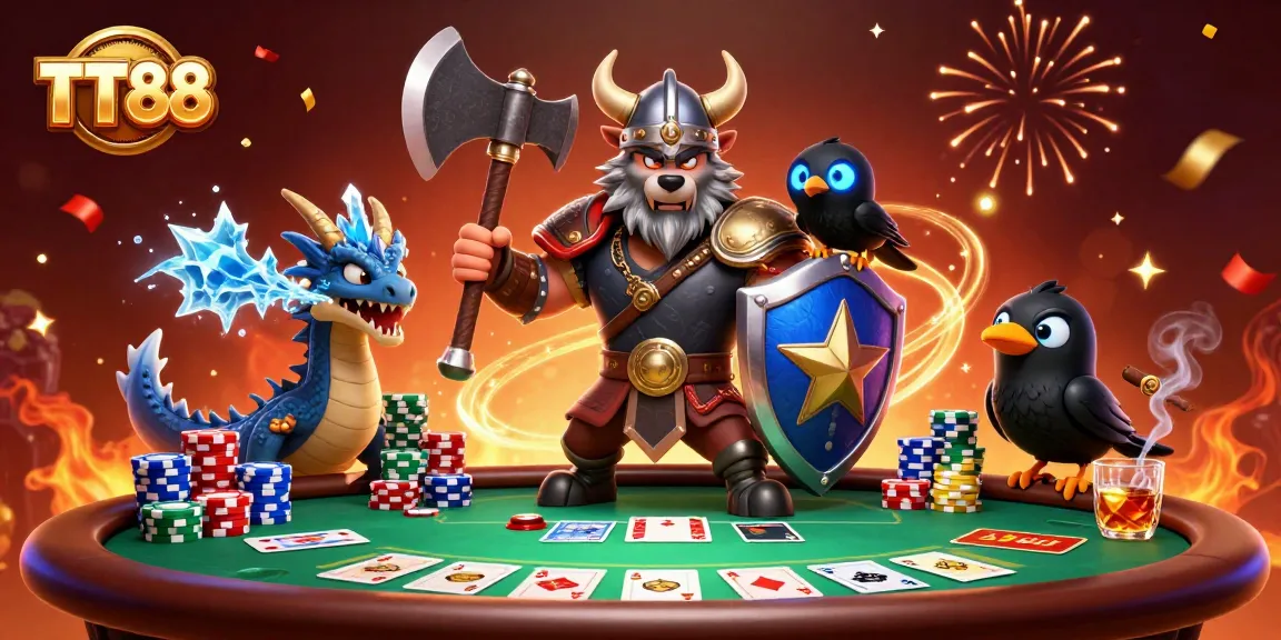 Engage with TT88 thrilling online casino action featuring poker and vivid characters in a dynamic scene.