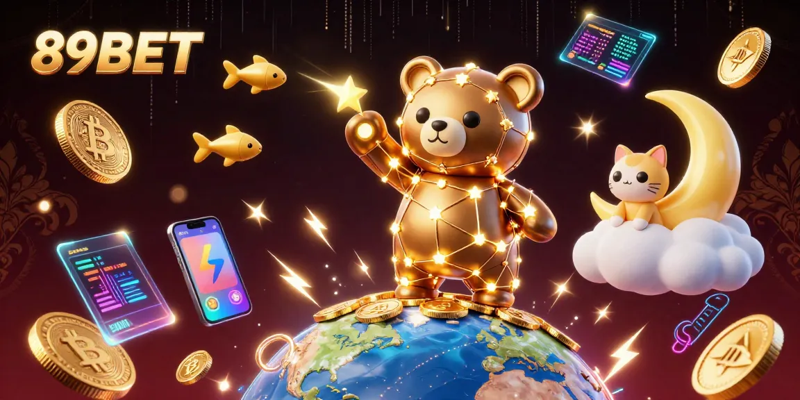 Engage with the vibrant 89BET casino experience featuring golden constellations and crypto excitement!