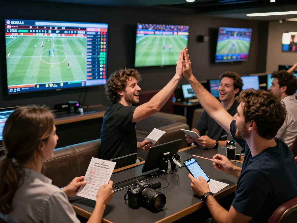 Sunwin online bettors enjoying live game updates and placing wagers in an upscale sportsbook.