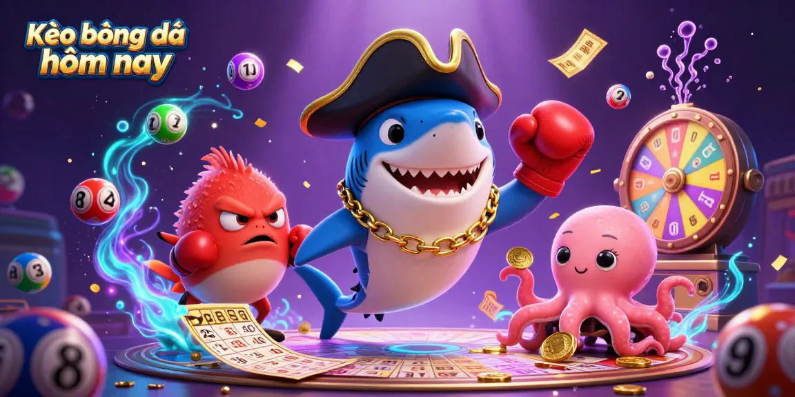 Kèo bóng đá hôm nay pirate shark and friends celebrate winning chances in dynamic gambling action.