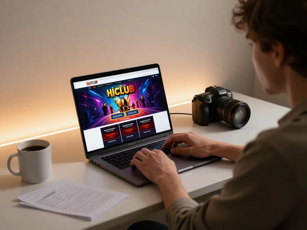 Engaged player strategizing on hitclub online casino, showcasing poker interface on laptop screen.