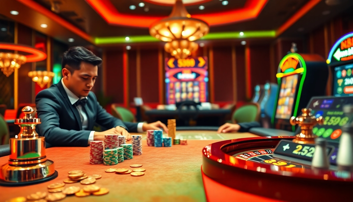 Experience high-stakes poker at https://nk88net.com/, capturing thrilling gameplay and luxurious ambiance.