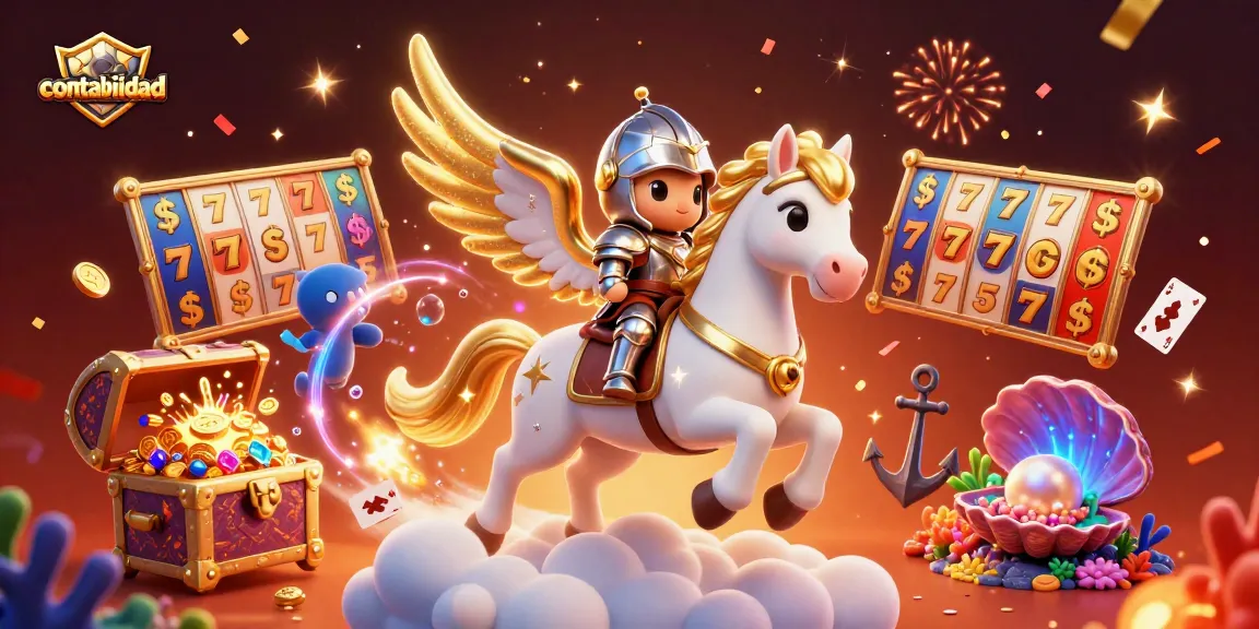 Experience thrilling moments in contabilidad with a magical horse and knight in a casino-themed adventure.