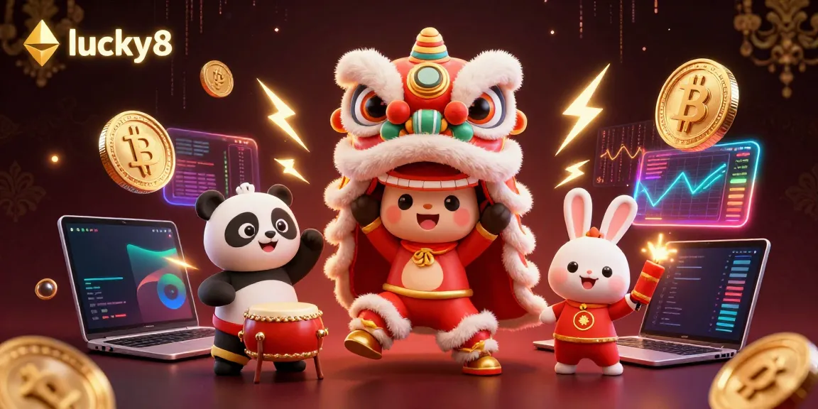 Spin to win with lucky8: Dynamic illustration featuring vibrant characters in a festive casino context.