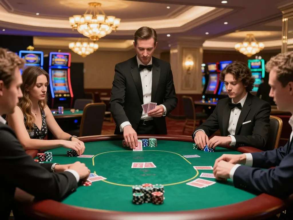 rr88 wales players engaging in a high-stakes poker game at a luxurious casino table, emphasizing strategy and excitement.