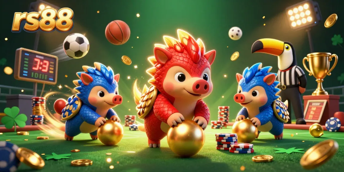 Experience excitement with rs88 by playing as rival pangolins in a dynamic casino game scene.
