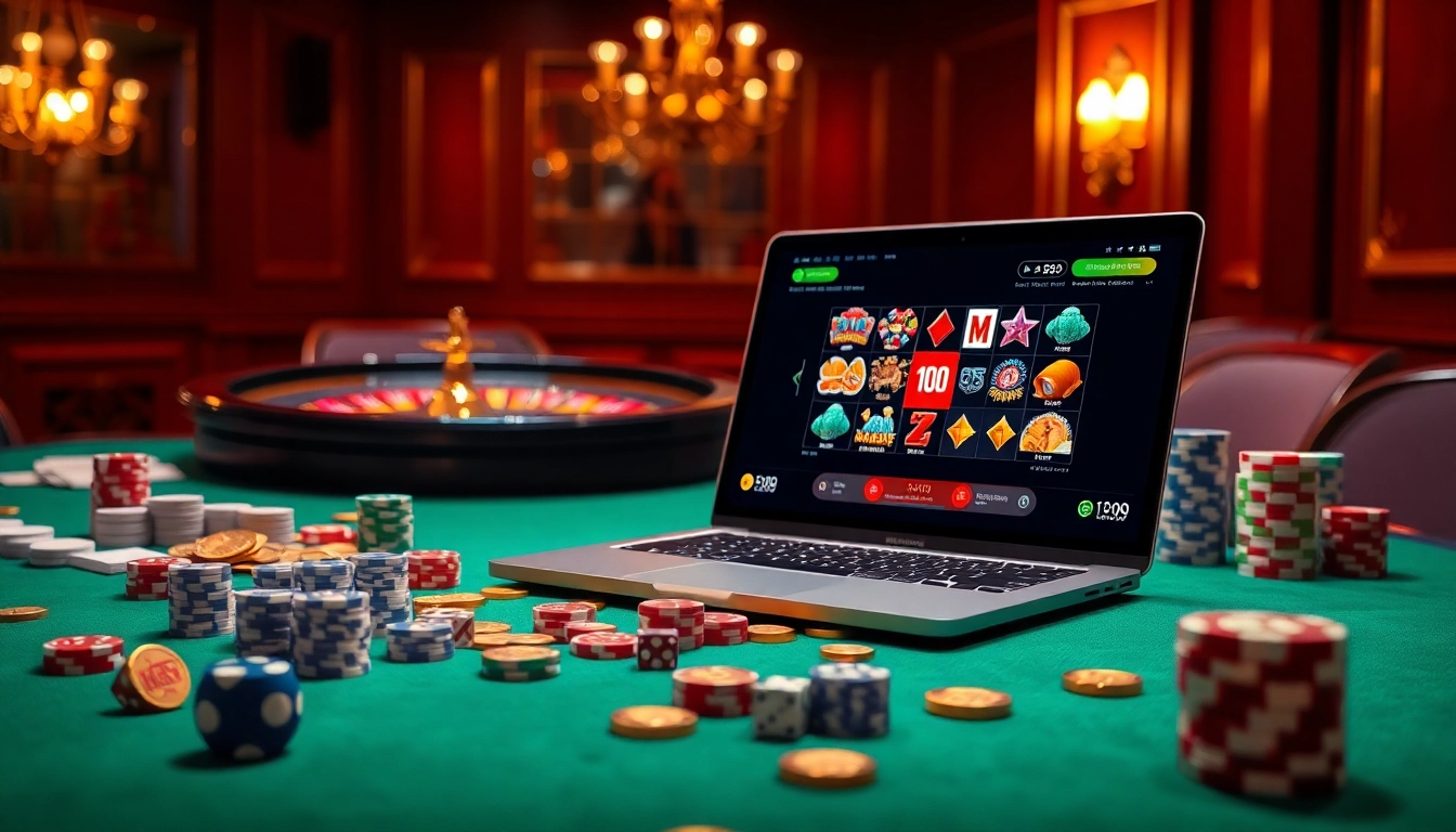 Dynamic casino scene with vibrant colors featuring 88aa poker chips and a roulette wheel setting.