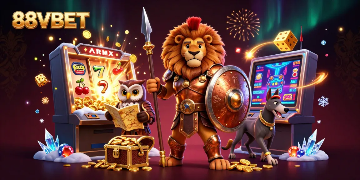 Experience 88VBET with a dynamic 3D scene of exciting casino games and characters.