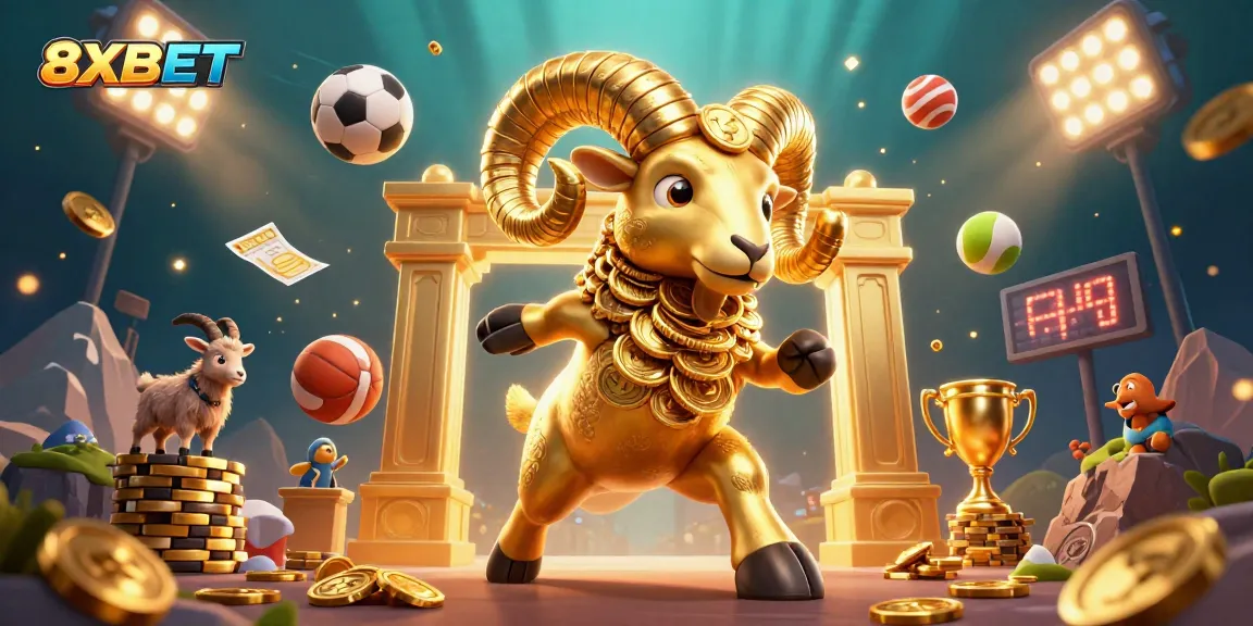 Experience the thrill of 8XBET with a vibrant 3D scene filled with sports and casino elements.