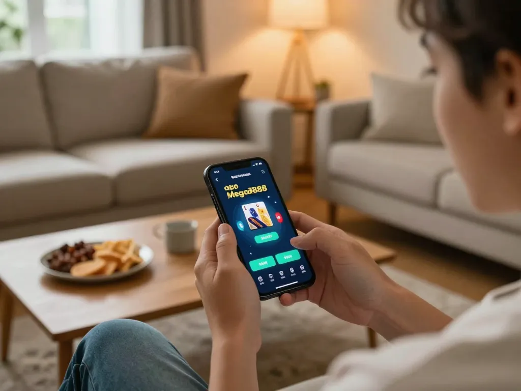 Play apk mega888 on a smartphone while relaxing at home, enjoying responsible gaming in comfort.