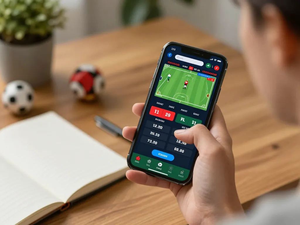 Engaged in live betting on the xo888 app with smartphone and betting notes nearby.
